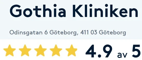 Gothia Kliniken omdömen 4,9 av 5 i betyg baserat på över 650 omdömen